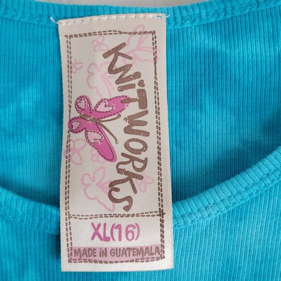 Girls Size XL(16) Knitworks Blue Long Sleeve Knit Top w/Butterfly Artwork - Picture 2 of 4